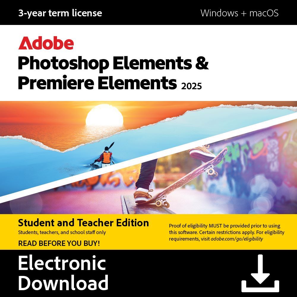 Adobe photoshop & Premiere Elements Student Teacher Edition 2025 3 Years
