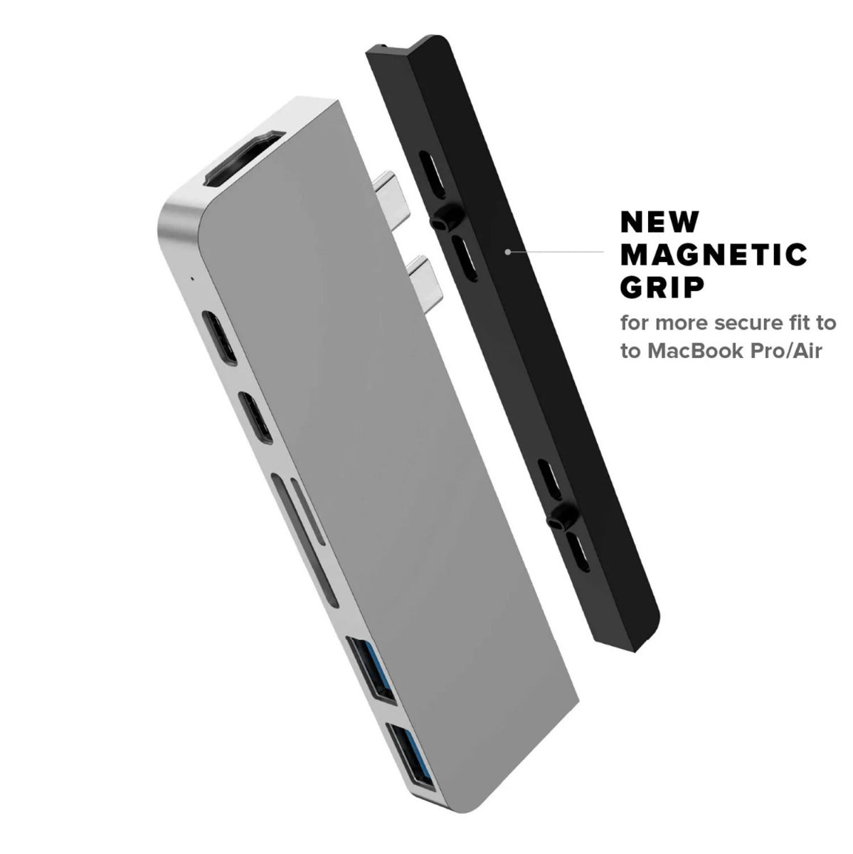 HYPER DRIVE 7-in-2 USB-C HUB WITH MAGNETIC GRIP FOR MACBOOK PRO / AIR - GRAY