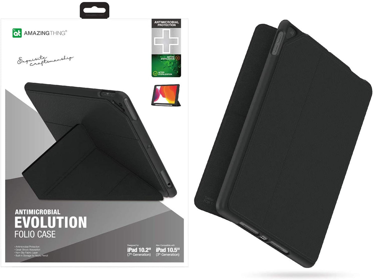 AT ANTI-BACTERIAL PROTECTION MINIMAL FOLIO CASE FOR IPAD 10.2 ICE BLACK