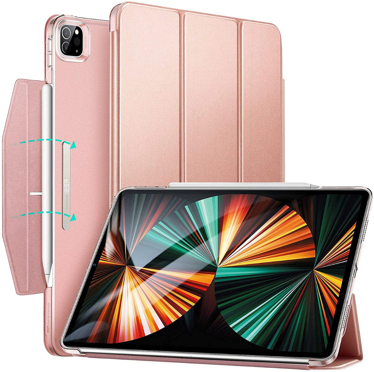 ESR Ascend Trifold with Clasp for iPad Pro 12.9 2021 Rose Gold