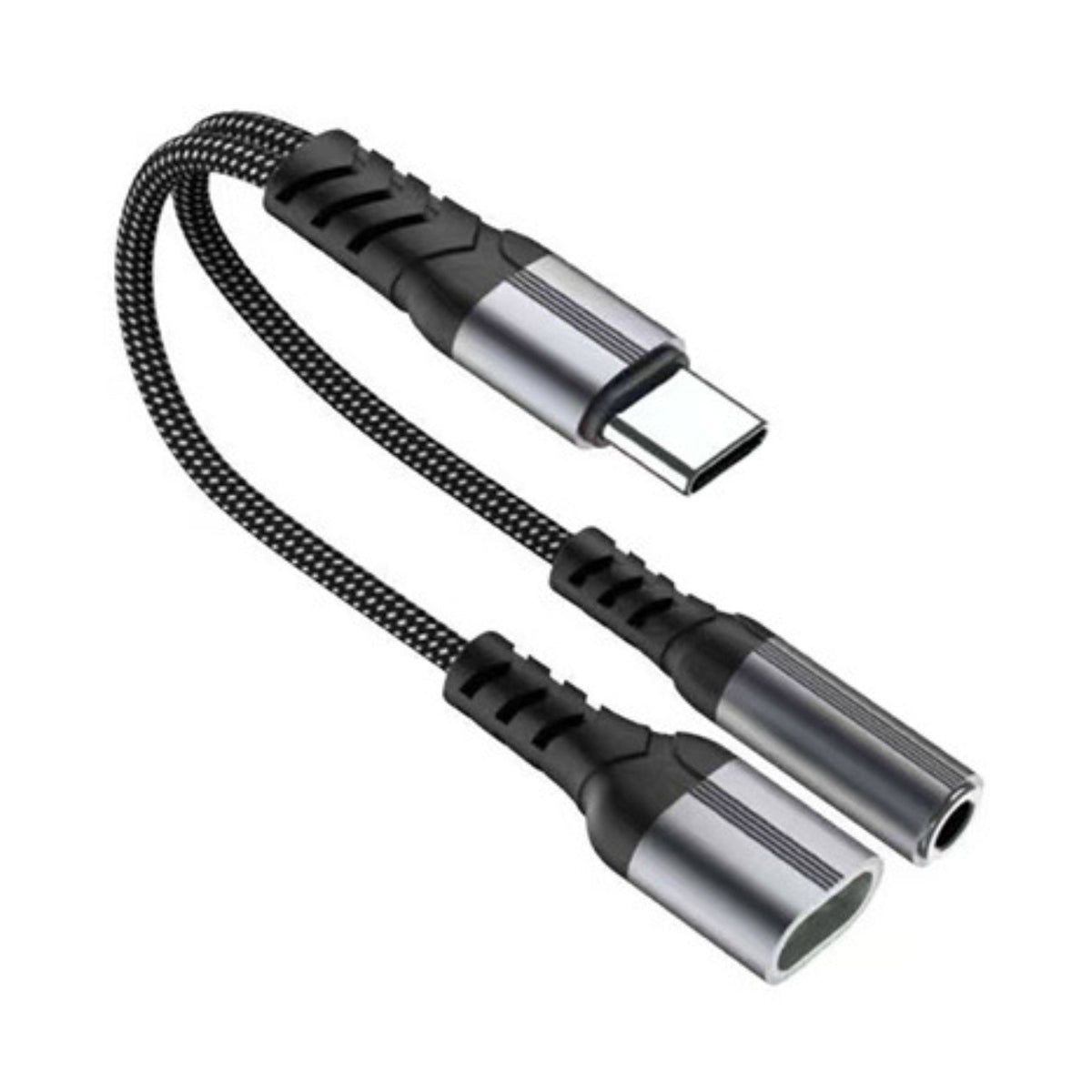 USB Type C to 3.5mm Headphone and Charger Adapter, 2-in-1 USB C to Aux Audio Jack Hi-Res DAC and Fast Charging Dongle Cable Compatible with iPhone 16/15 Pro Max,Galaxy S25 S24 Ultra (Grey)