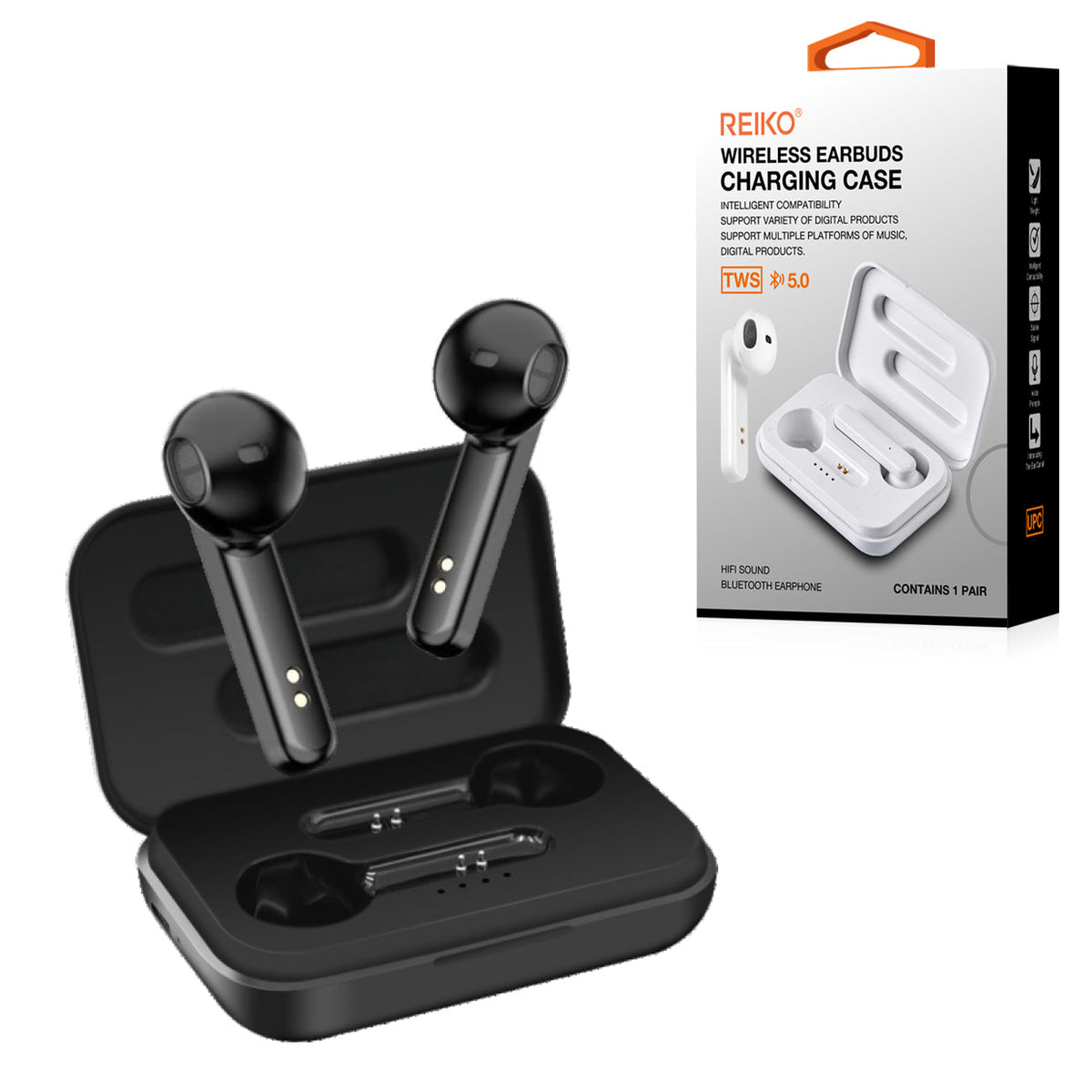 Reiko TWS Wireless Earbuds with Charging Case Macaron Finishing In Black (BT-A57BK)