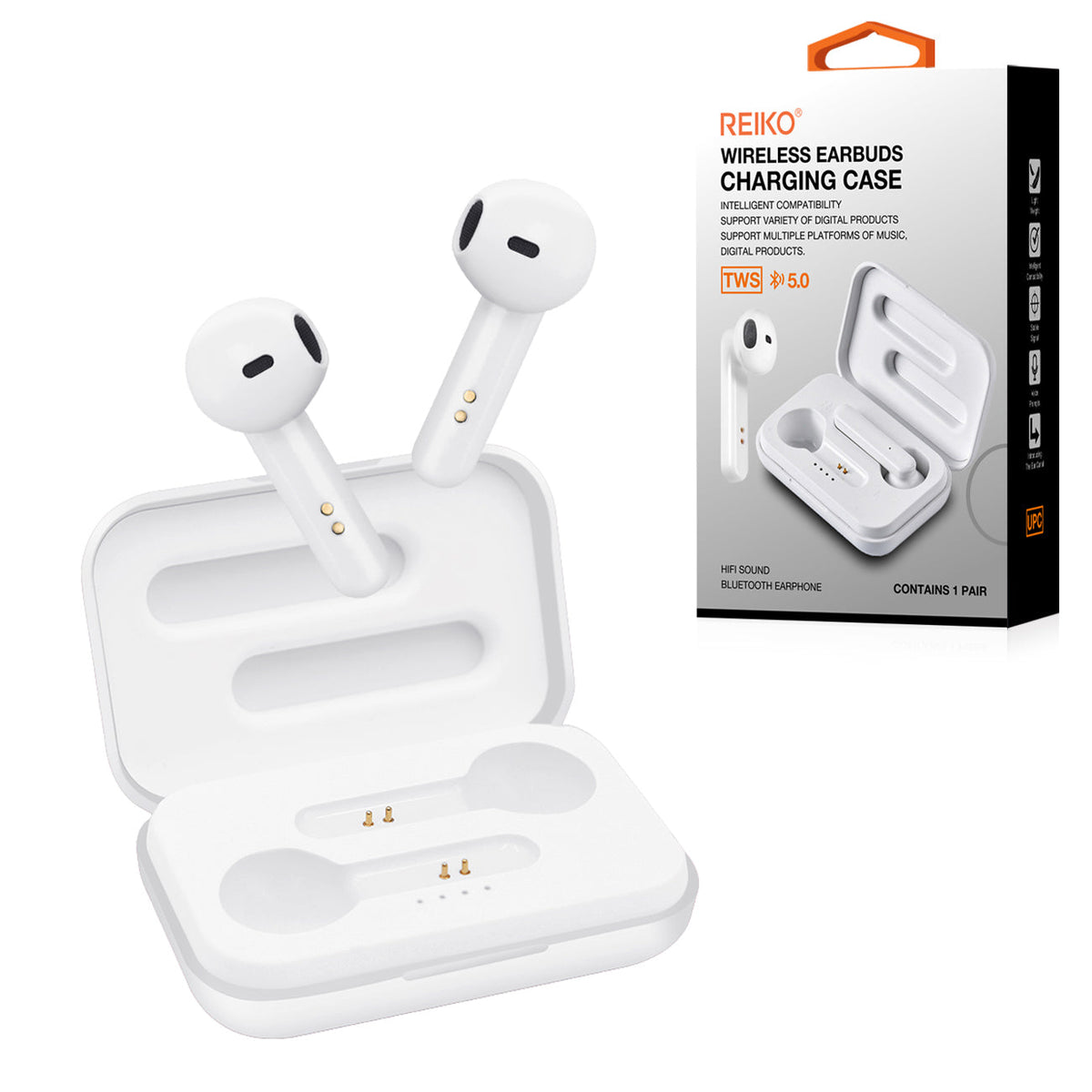 Reiko TWS Wireless Earbuds with Charging Case Macaron Finishing In White (BT-A57WH)
