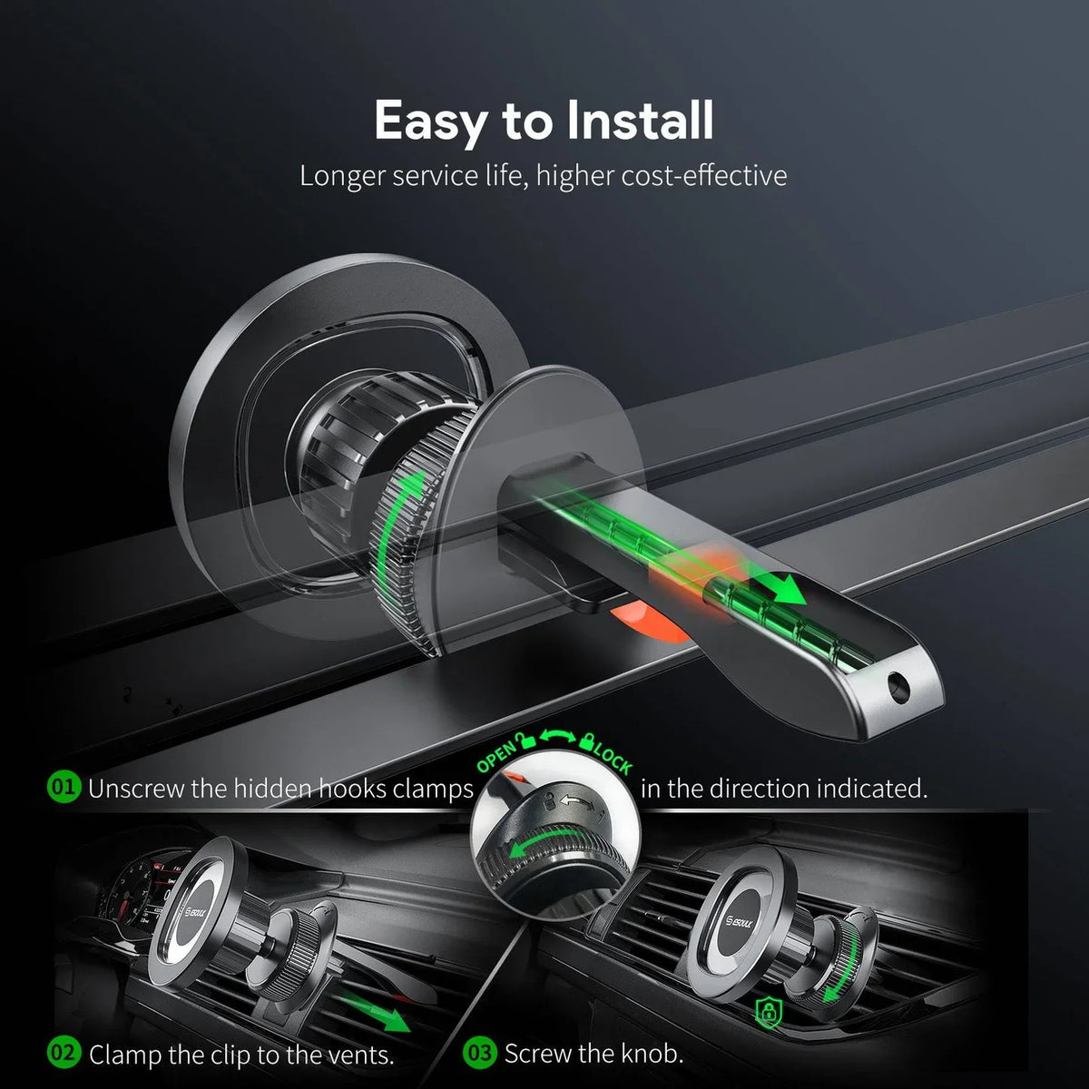 Air Vent Magnetic Car Phone Holder  SKU:HLD-EK3001BK