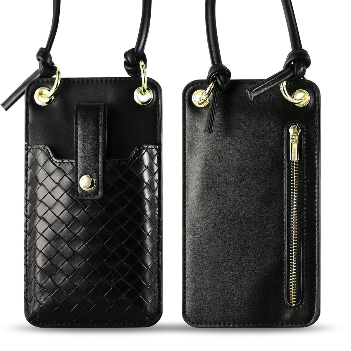 Reiko Leather Crossbody Phone Wallet Large Purse In Black•?ö7.0 INCH)