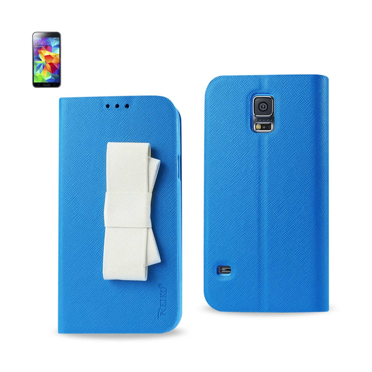 REIKO SAMSUNG GALAXY S5 FOLIO WALLET CASES-BLUE WHITE | SKU: FC30-SAMS5BLWH
