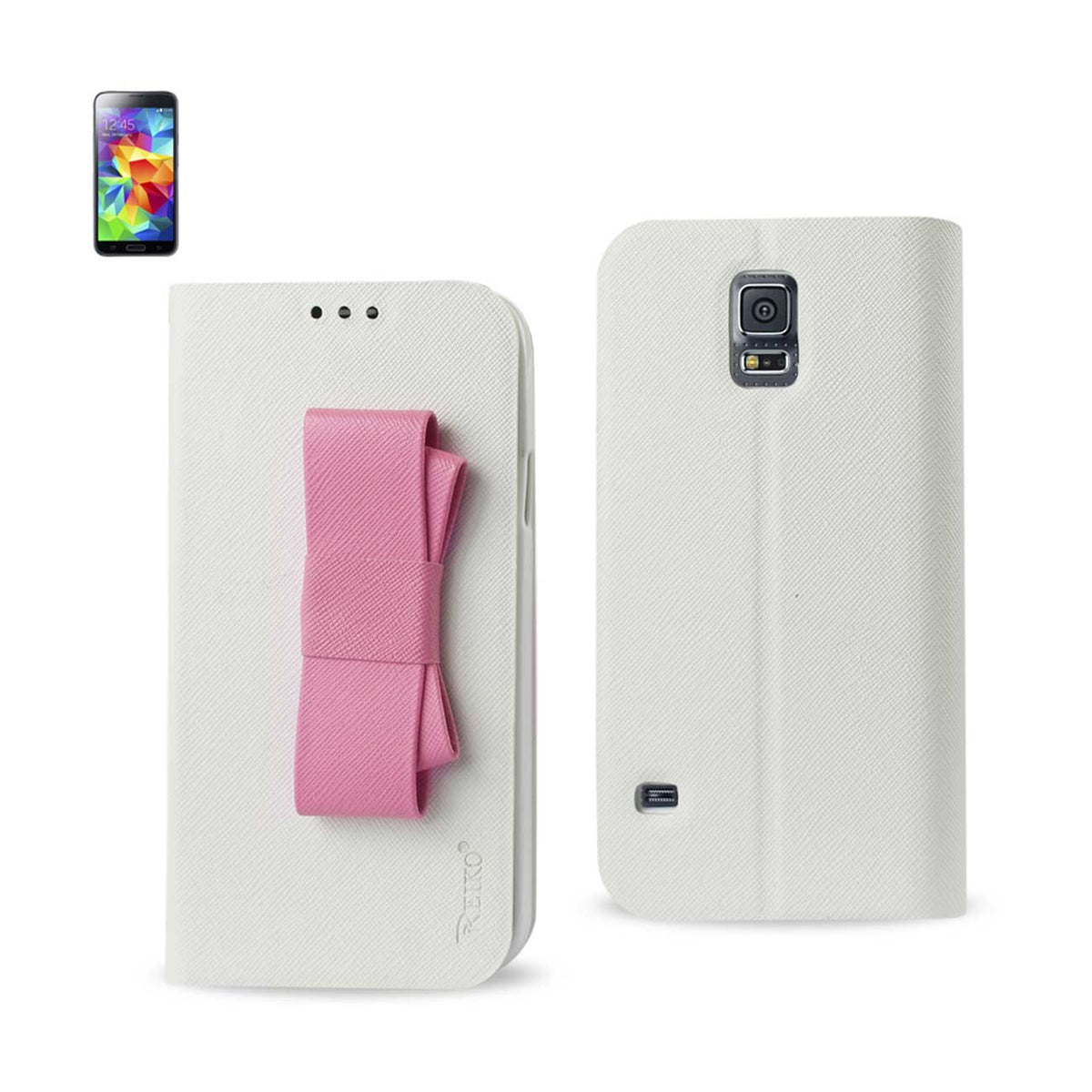 REIKO SAMSUNG GALAXY S5 FOLIO WALLET CASES-WHITE PINK | SKU: FC30-SAMS5WHPK