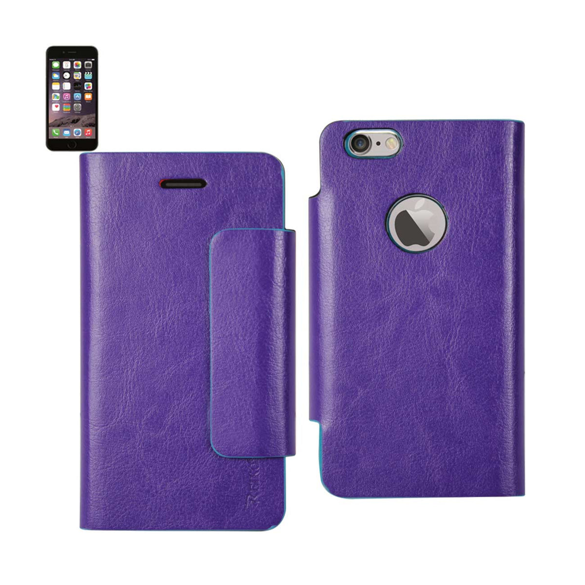 REIKO IPHONE 6 PLUS DUAL COLOR FLIP FOLIO WALLET CASE IN BLUE PURPLE | SKU: FC31-IPH6PLSBLPP