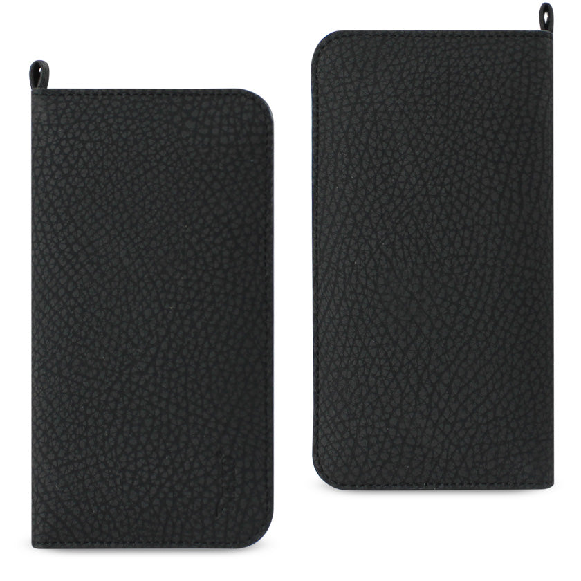 REIKO UNIVERSAL WALLET PHONE CASE WITH SIDE POCKETS AND MAGNETIC FLAP FOR IPHONE 6 /6S (5.59X2.79X0.42 INCHES) IN BLACK | SKU: FC33-562804BK