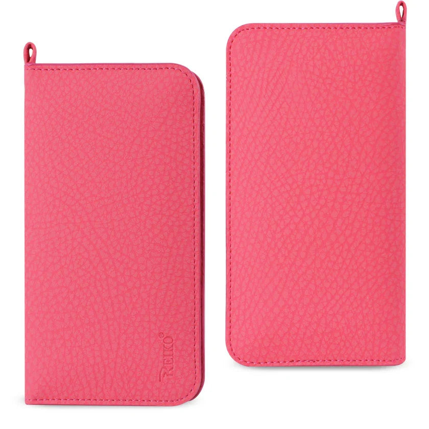 REIKO UNIVERSAL WALLET PHONE CASE WITH SIDE POCKETS AND MAGNETIC FLAP FOR SAMSUNG NOTE 5 (6.180X3.15X0.45 INCHES) IN HOT PINK | SKU: FC33-623205HK
