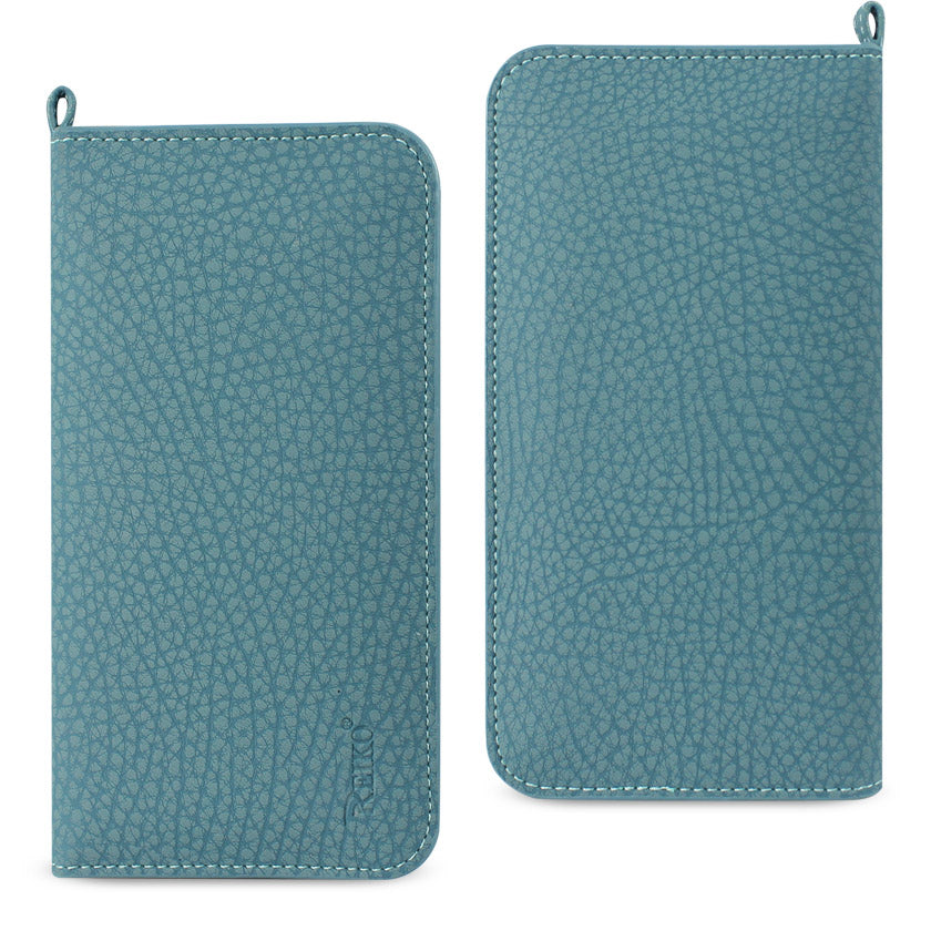 REIKO UNIVERSAL WALLET PHONE CASE WITH SIDE POCKETS AND MAGNETIC FLAP FOR IPHONE 6 /6S (5.59X2.79X0.42 INCHES) IN NAVY | SKU: FC33-562804NV