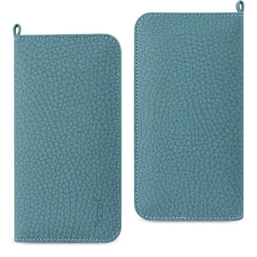 REIKO UNIVERSAL WALLET PHONE CASE WITH SIDE POCKETS AND MAGNETIC FLAP FOR SAMSUNG NOTE 5 (6.180X3.15X0.45 INCHES) IN NAVY | SKU: FC33-623205NV