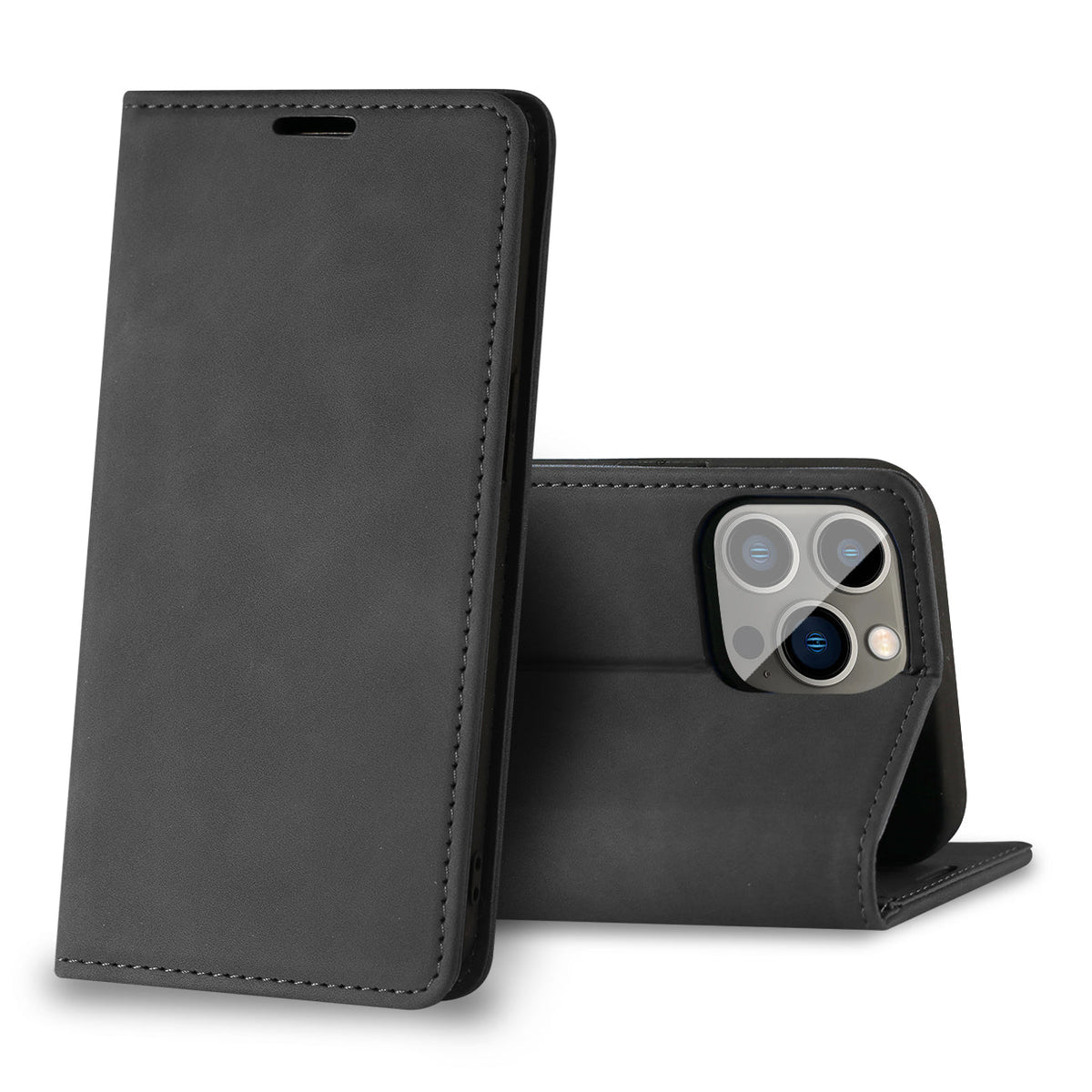 Magnetic wallet  Leather phone case For Apple iPhone 13 Pro (Black) (FC34-IPH13PROBK)