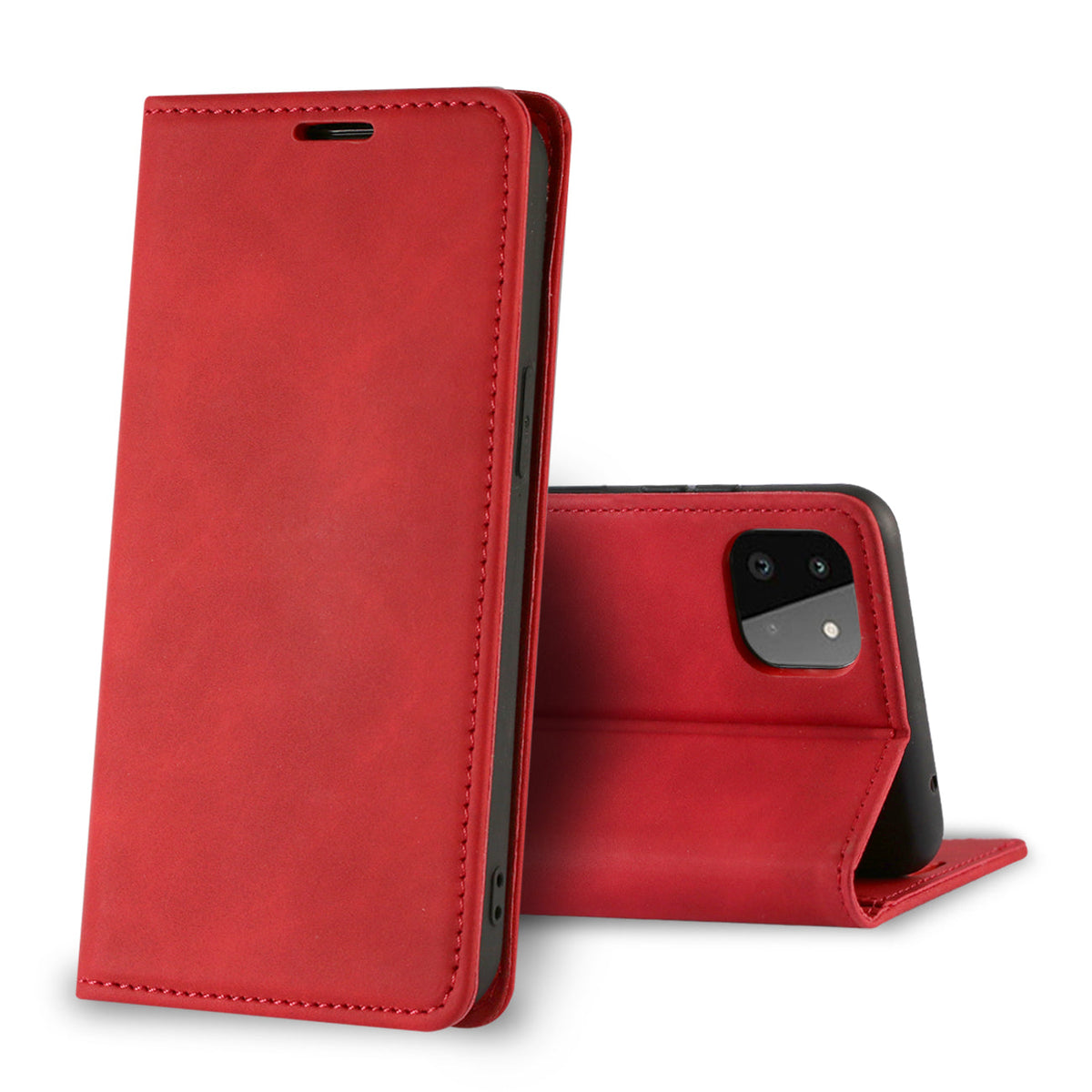 Magnetic wallet  Leather phone case For Samsung Galaxy A22 5G (Red) (FC35-IPHONE6BK)