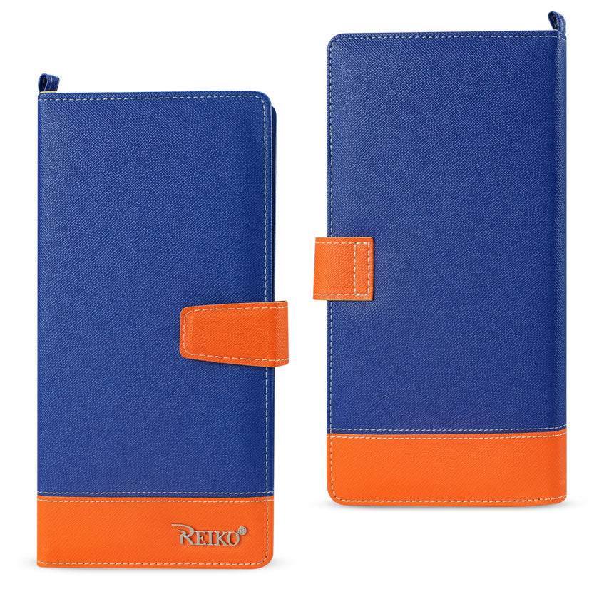 REIKO IPHONE 6/ 6S TWO TONE SUPER WALLET CASE WITH MULTIPLE CARD SLOTS IN ORANGE NAVY | SKU: FC35-IPHONE6ORGNV