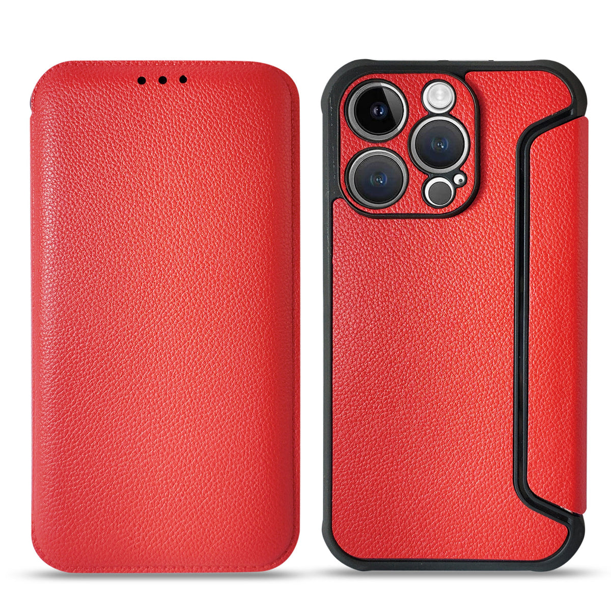 Magnetic wallet Leather phone case For Apple iPhone 14 Pro In Red (FC36-IPH14PRORD)