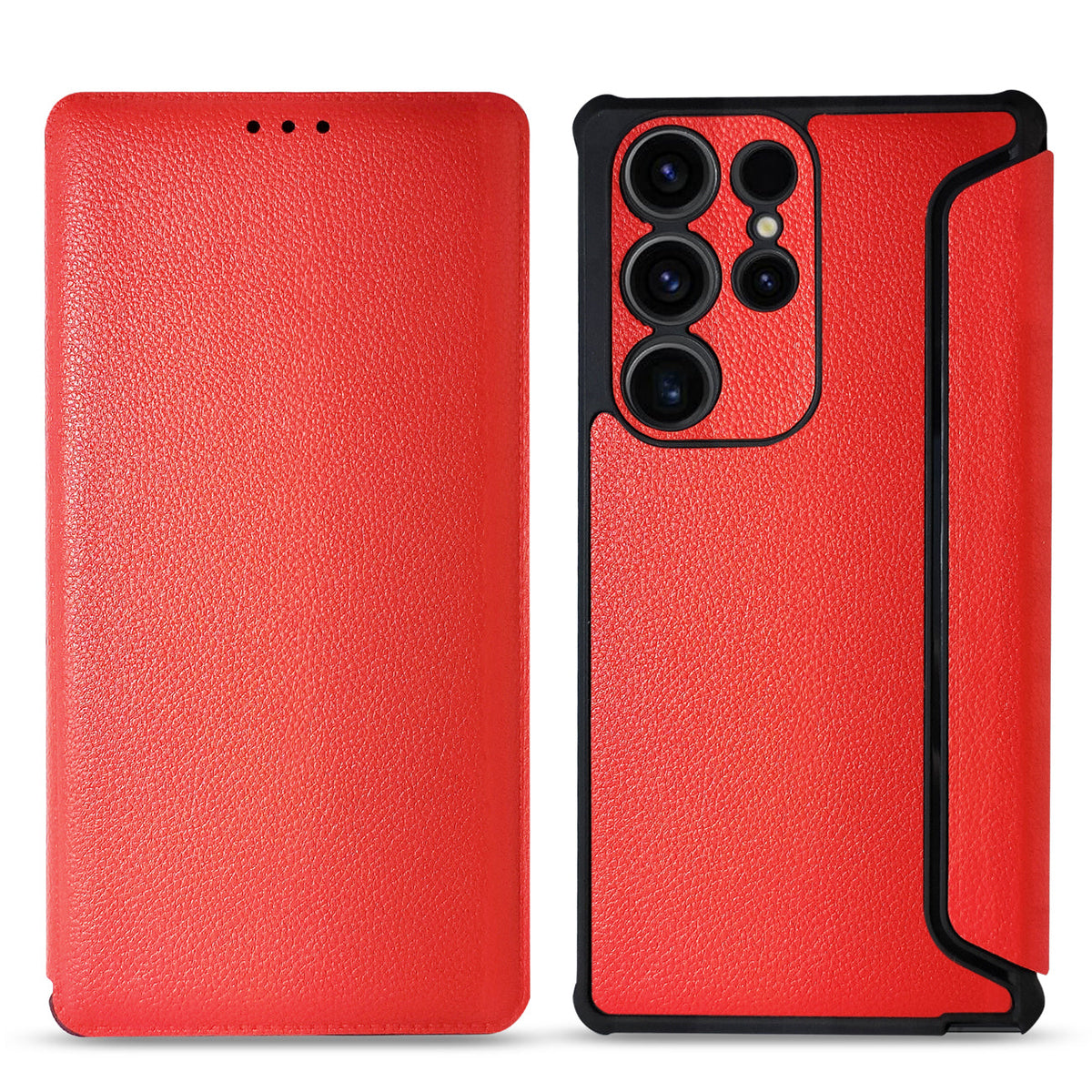 Magnetic wallet Leather phone case For Samsung Galaxy S23 Ultra In Red (FC36-SAMS23URD)