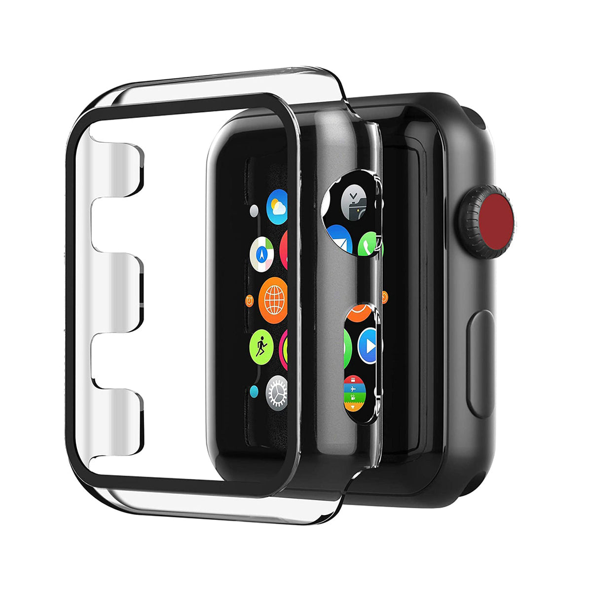 Full Cover tempered glass screen protector with pc case  for Apple Watch 38 mm  In Clear