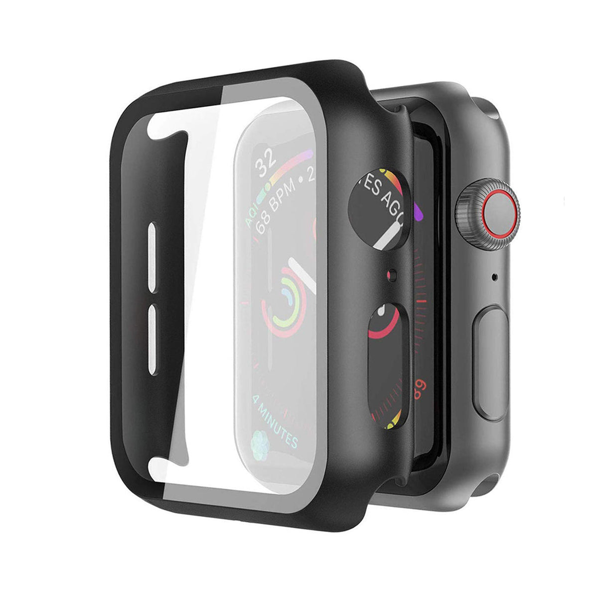 Full Cover tempered glass screen protector with pc case  for Apple Watch 40 mm  In Balck