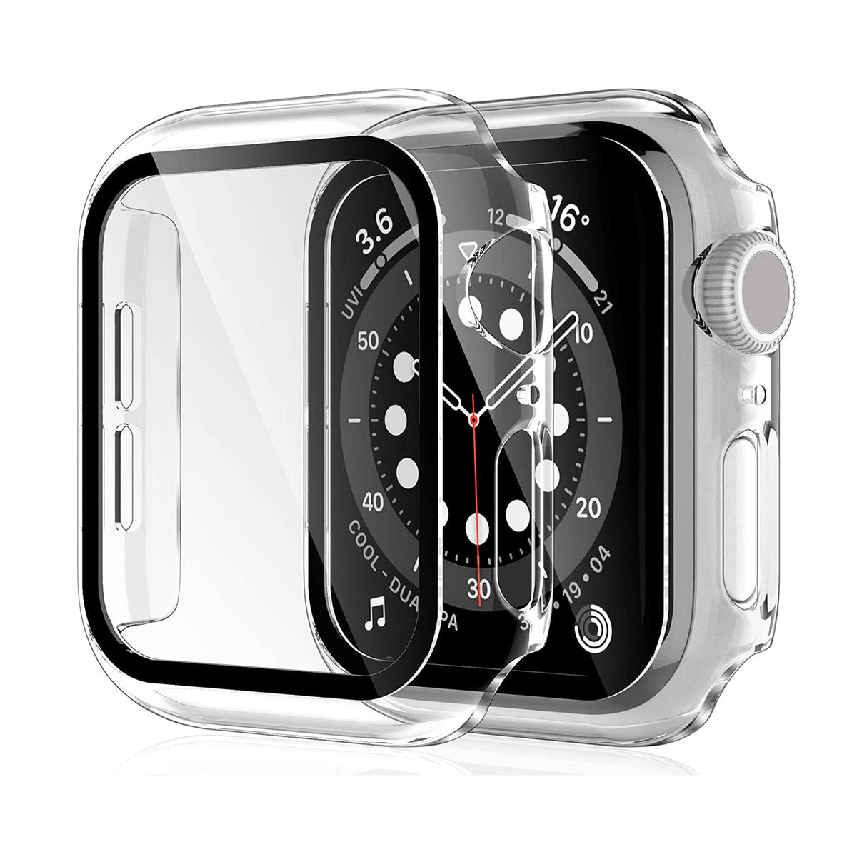 Full Cover tempered glass screen protector with pc case  for Apple Watch 40 mm  In Clear