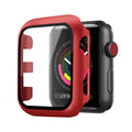 Full Cover tempered glass screen protector with pc case  for Apple Watch 42 mm  In Red