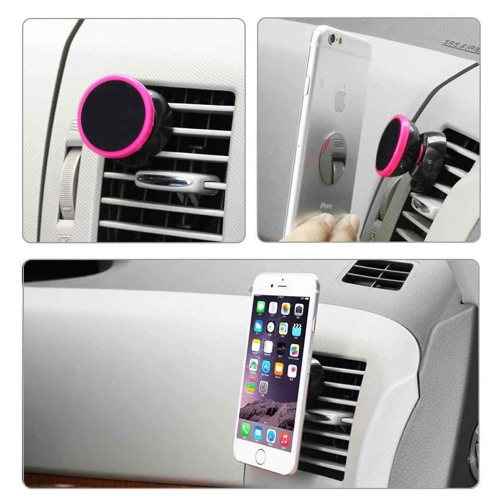 REIKO UNIVERSAL AIR VENT MAGNETIC CAR MOUNT PHONE HOLDER IN WHITE HOT PINK  SKU:HLD10-WHHK
