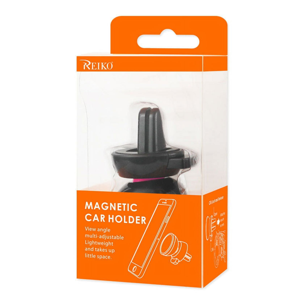 REIKO UNIVERSAL AIR VENT MAGNETIC CAR MOUNT PHONE HOLDER IN WHITE HOT PINK  SKU:HLD10-WHHK
