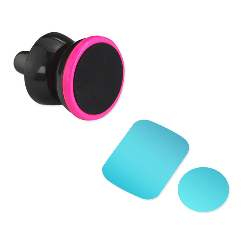 REIKO UNIVERSAL AIR VENT MAGNETIC CAR MOUNT PHONE HOLDER IN BLACK HOT PINK  SKU:HLD10-BKHK
