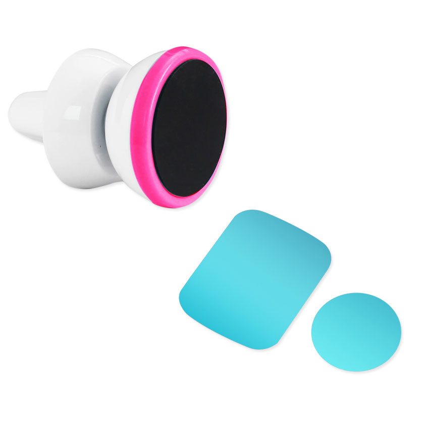 REIKO UNIVERSAL AIR VENT MAGNETIC CAR MOUNT PHONE HOLDER IN WHITE HOT PINK  SKU:HLD10-WHHK