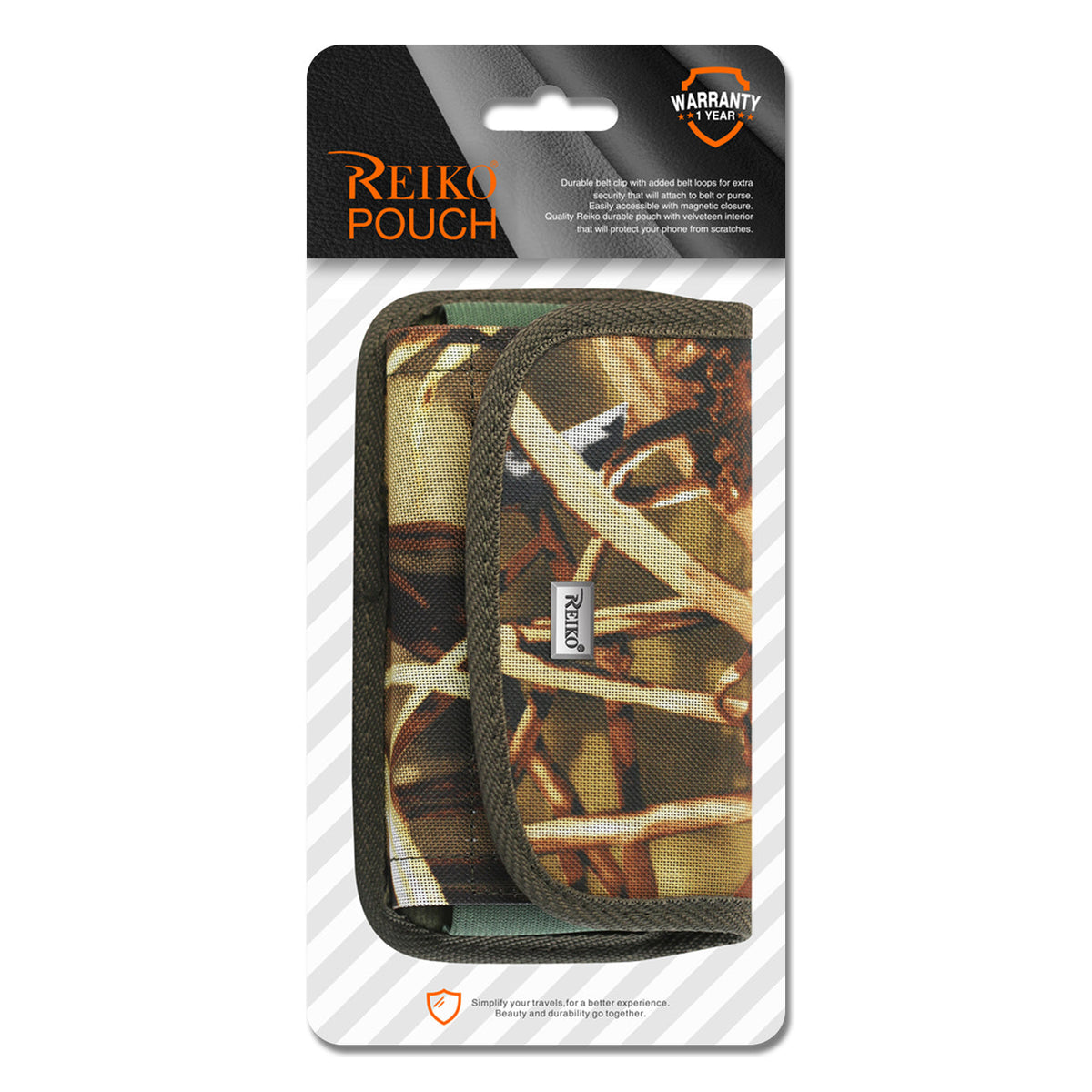 Reiko Horizontal Rugged Pouch With Velcro and Metal Belt Clip In Camouflage (3.5 x 2.1 x 1.1 Inches) (Copy) | SKU: HP08B-352111AM32