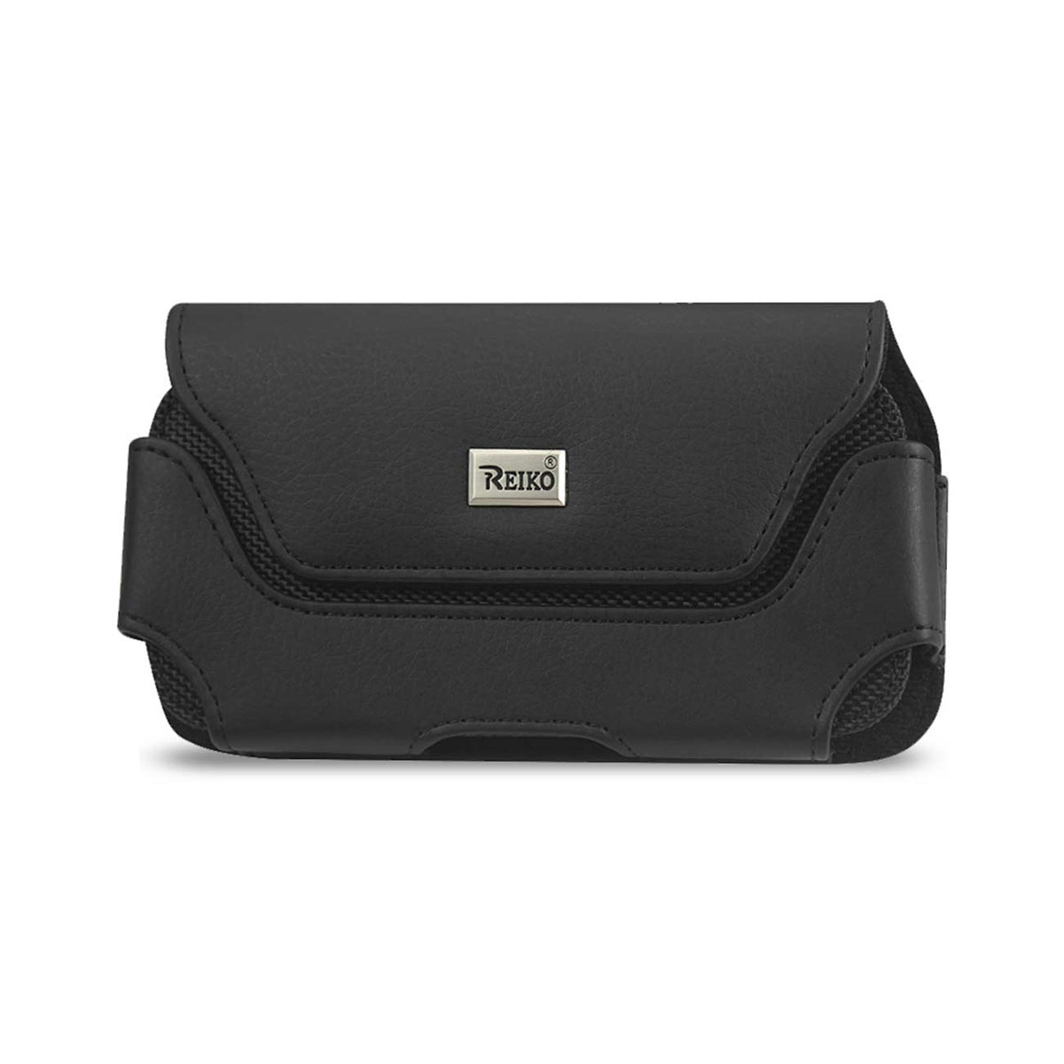 REIKO HORIZONTAL LEATHER POUCH WITH MAGNETIC CLOSURE IN BLACK (7.0X3.9X0.7 Inches) | SKU: HP127B-703907BK