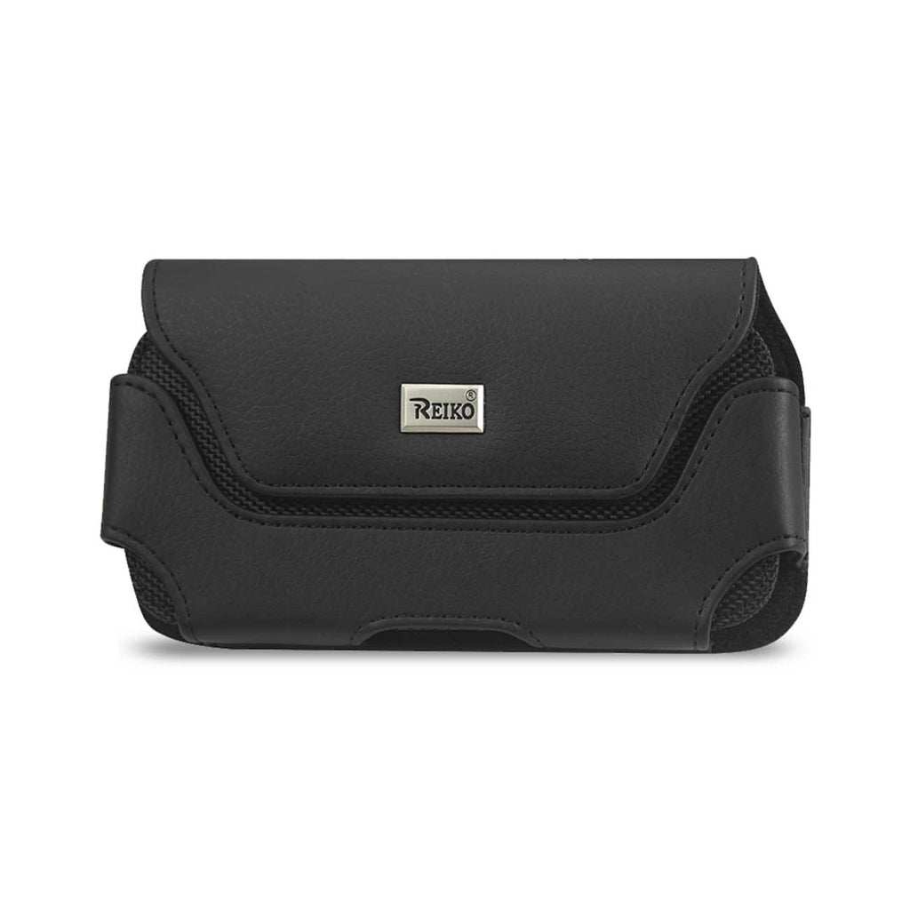 REIKO HORIZONTAL LEATHER POUCH WITH MAGNETIC CLOSURE IN BLACK (6.1X3.2X0.7 Inches ) | SKU: HP127B-613207BK