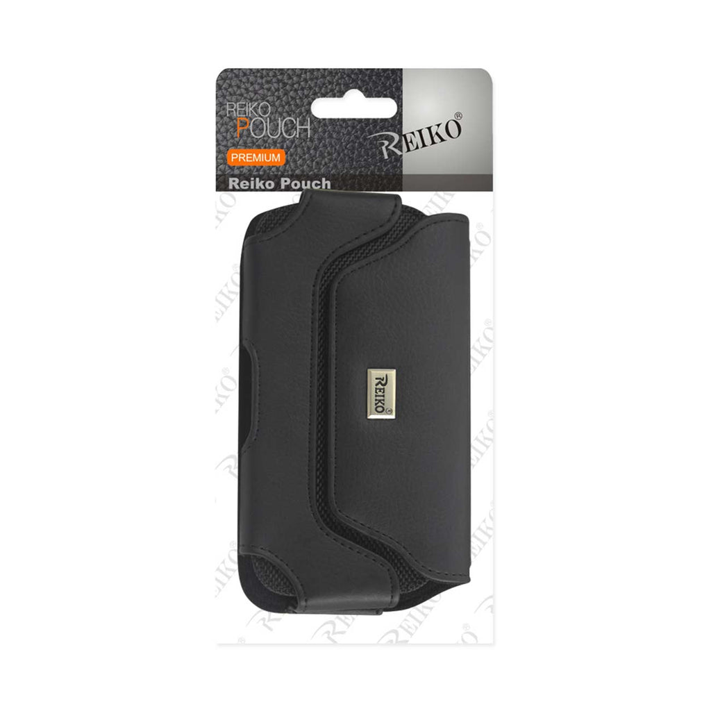 REIKO HORIZONTAL LEATHER POUCH WITH MAGNETIC CLOSURE IN BLACK (6.6X3.5X0.7 Inches) | SKU: HP127B-663507BK