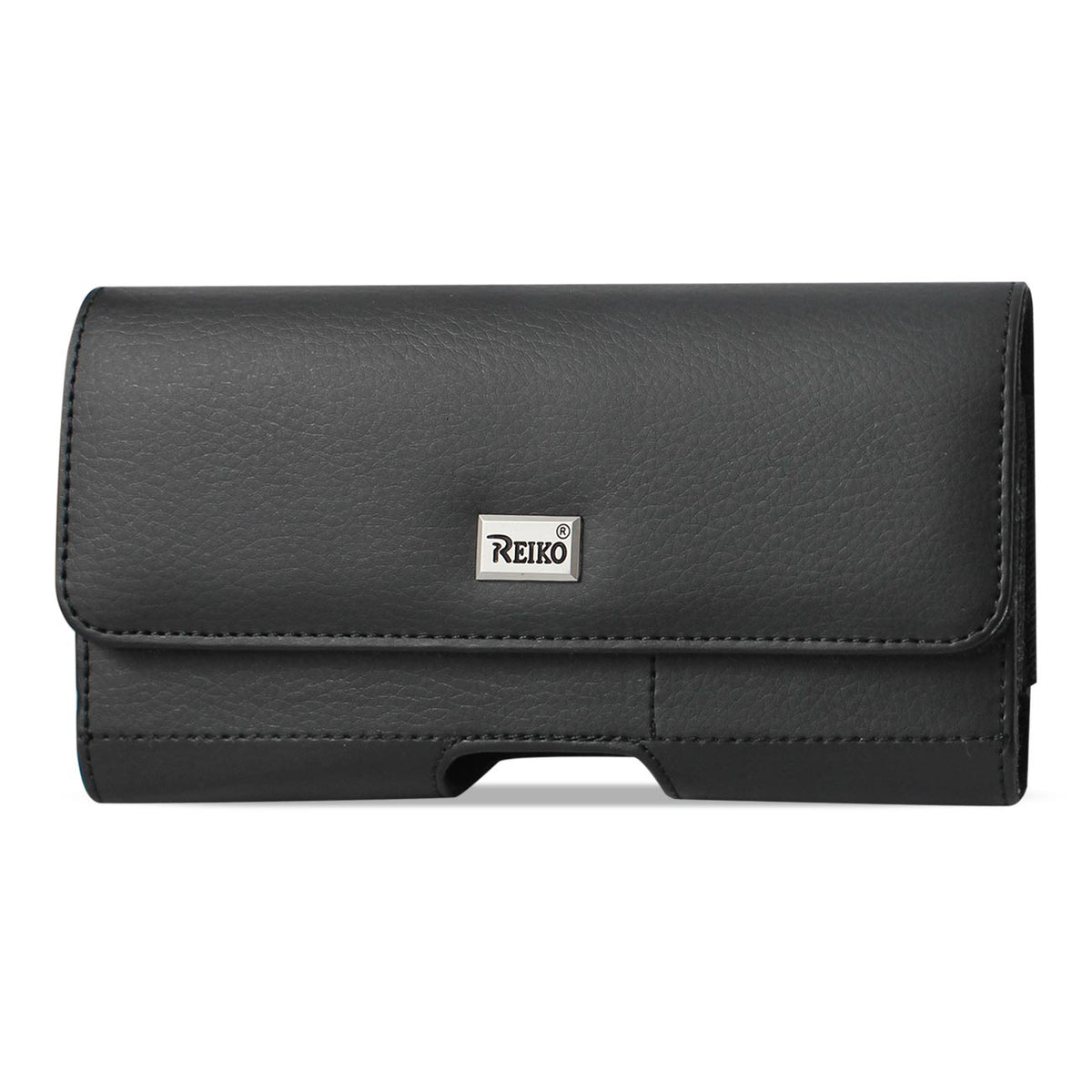 Reiko Horizontal Leather Pouch With Card Holder In Black (6.1X3.2X0.7 Inches) | SKU: HP500B-613207BK
