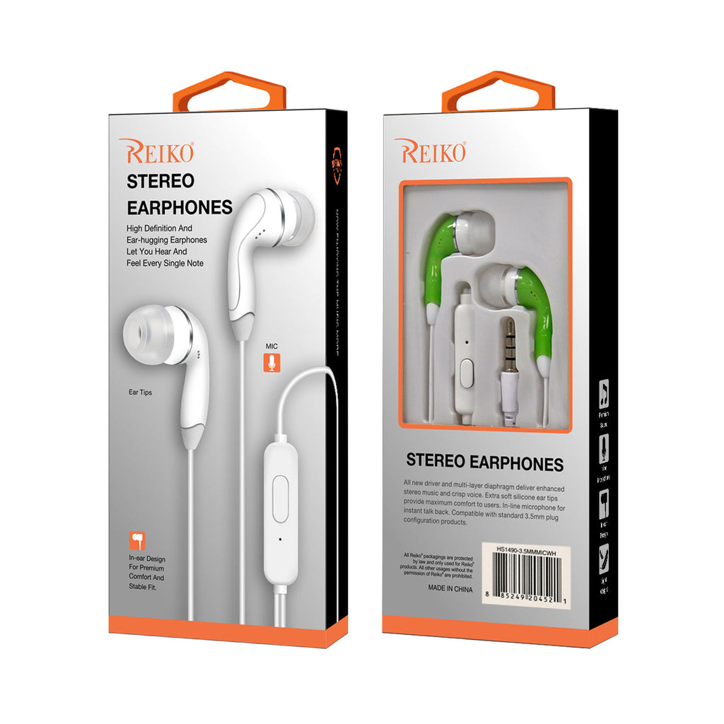 HS1480-35MMMICGR REIKO IN-EAR HEADPHONES WITH MIC IN GREEN SKU:HS1480-35MMMICGR