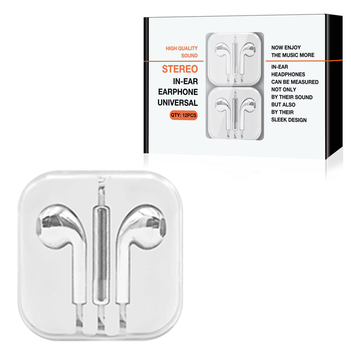3.5mm Circular Earbuds with Mic and Volume Control In Silver (12pcs) HS72-35MMSL