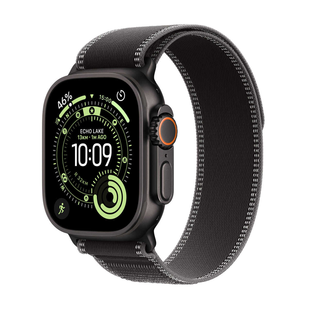 Apple Watch Ultra 3 GPS + Cellular 49mm Black Titanium Case with Black/Charcoal Trail Loop - M/L