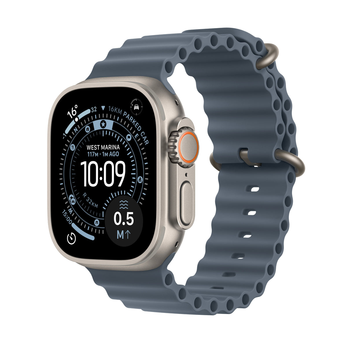 Apple Watch Ultra 3 GPS + Cellular 49mm Natural Titanium Case with Anchor Blue Ocean Band