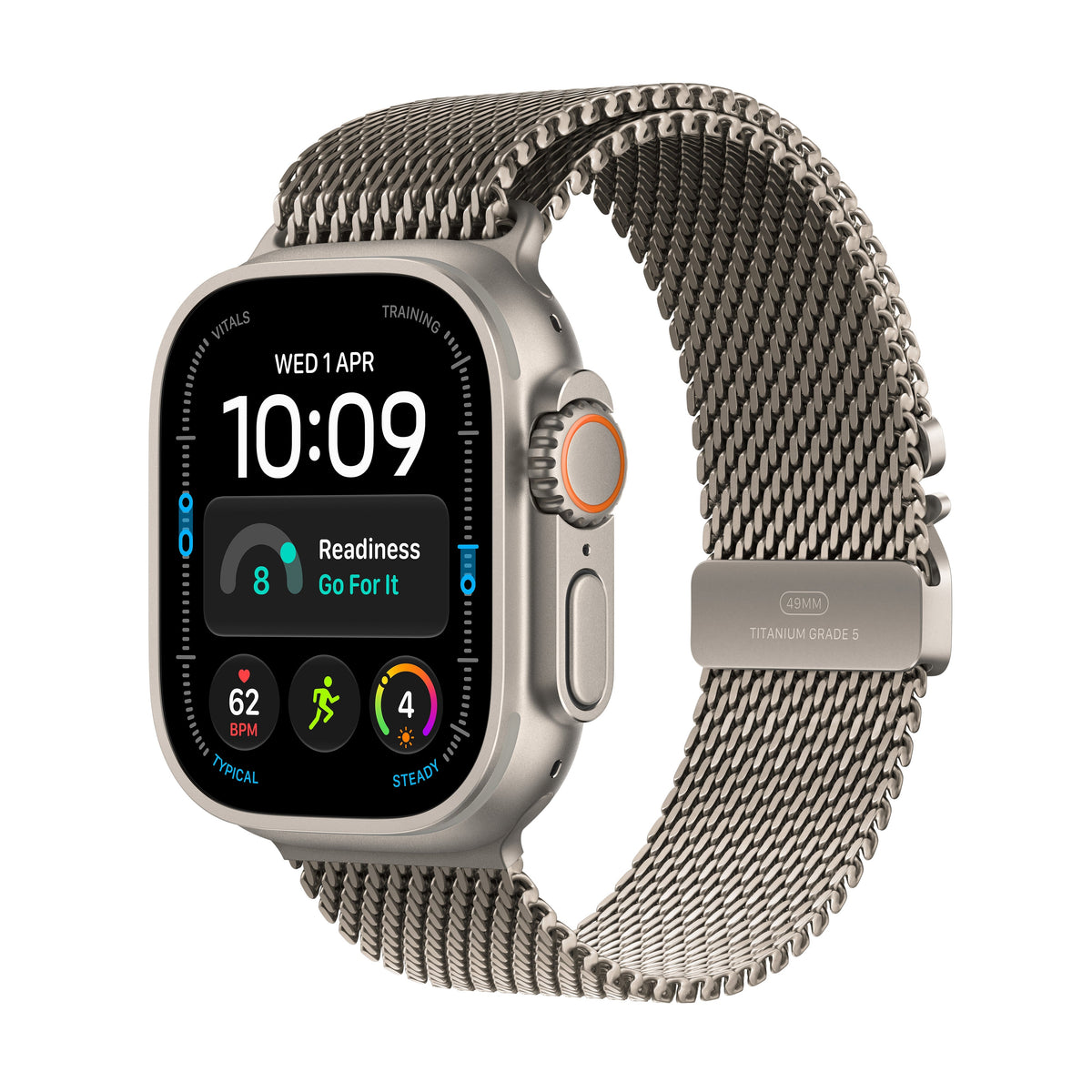 Apple Watch Ultra 4 GPS + Cellular 49mm Natural Titanium Case with Natural Titanium Milanese Loop - M