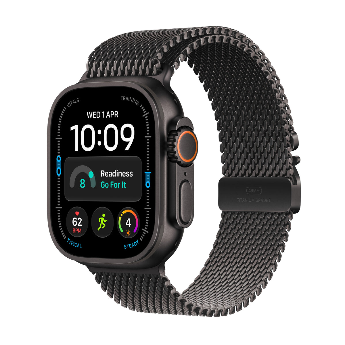 Apple Watch Ultra 4 GPS + Cellular 49mm Black Titanium Case with Black Titanium Milanese Loop - S