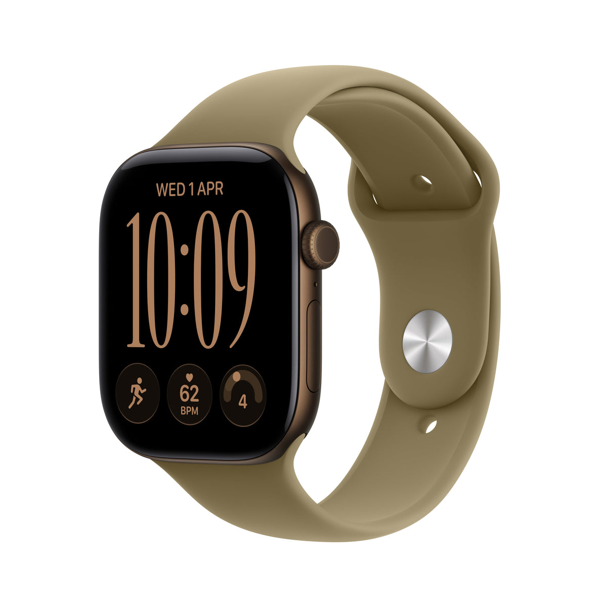 Apple Watch Series 12 GPS + Cellular 46mm Dark Bronze Aluminum Case with Olive Sport Band - S/M