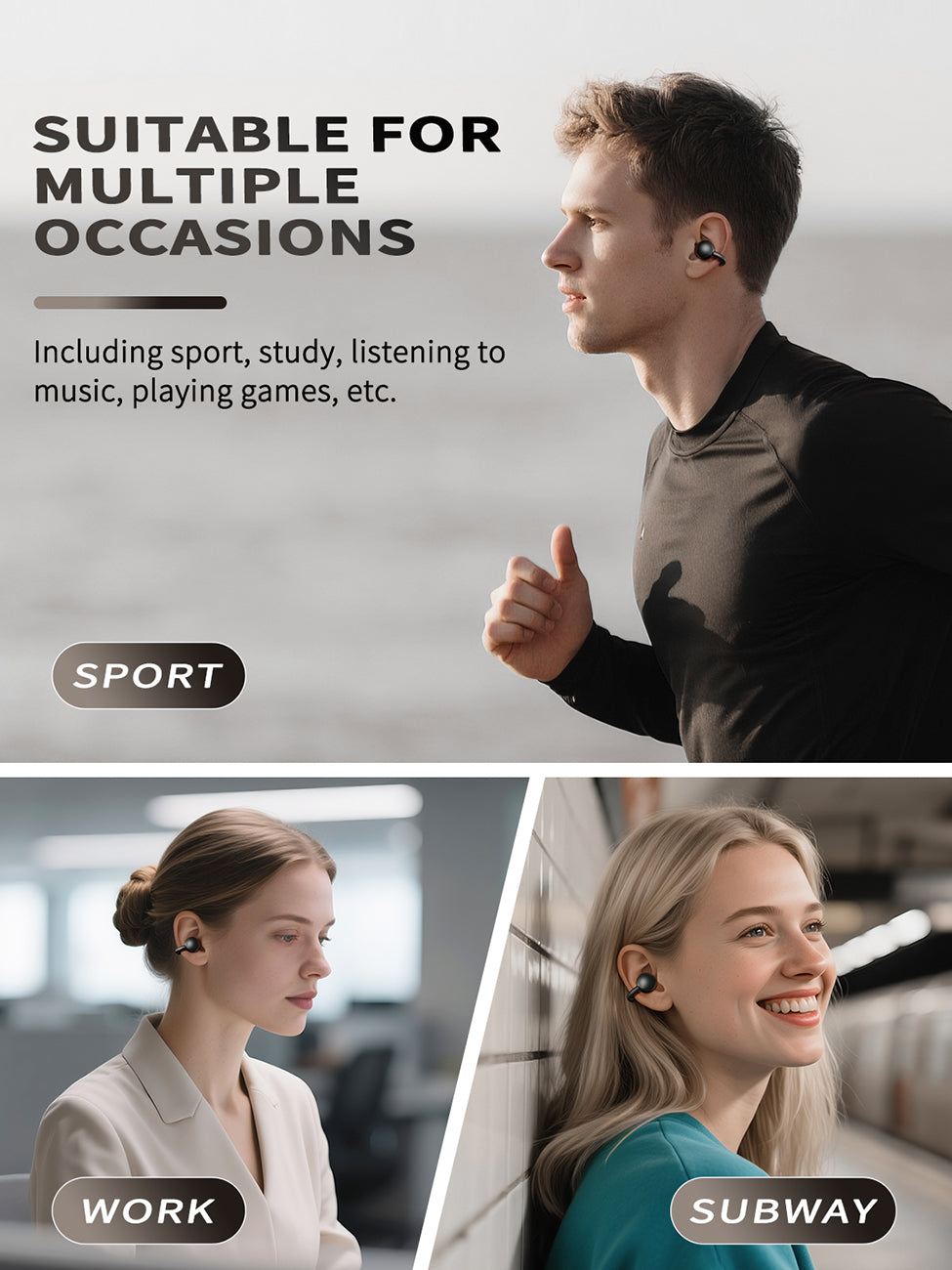 300mAh BT 6.0 Type-C Clear sound  long battery life wireless earbuds True Wireless Stereo in yellow  SKU:BT-VD055YL