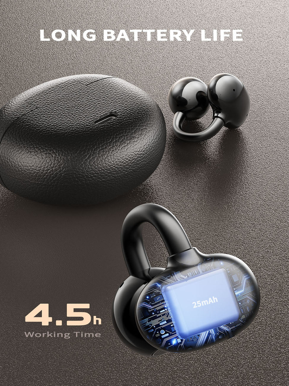 300mAh BT 6.0 Type-C Clear sound  long battery life wireless earbuds True Wireless Stereo in black SKU:BT-VD055BK