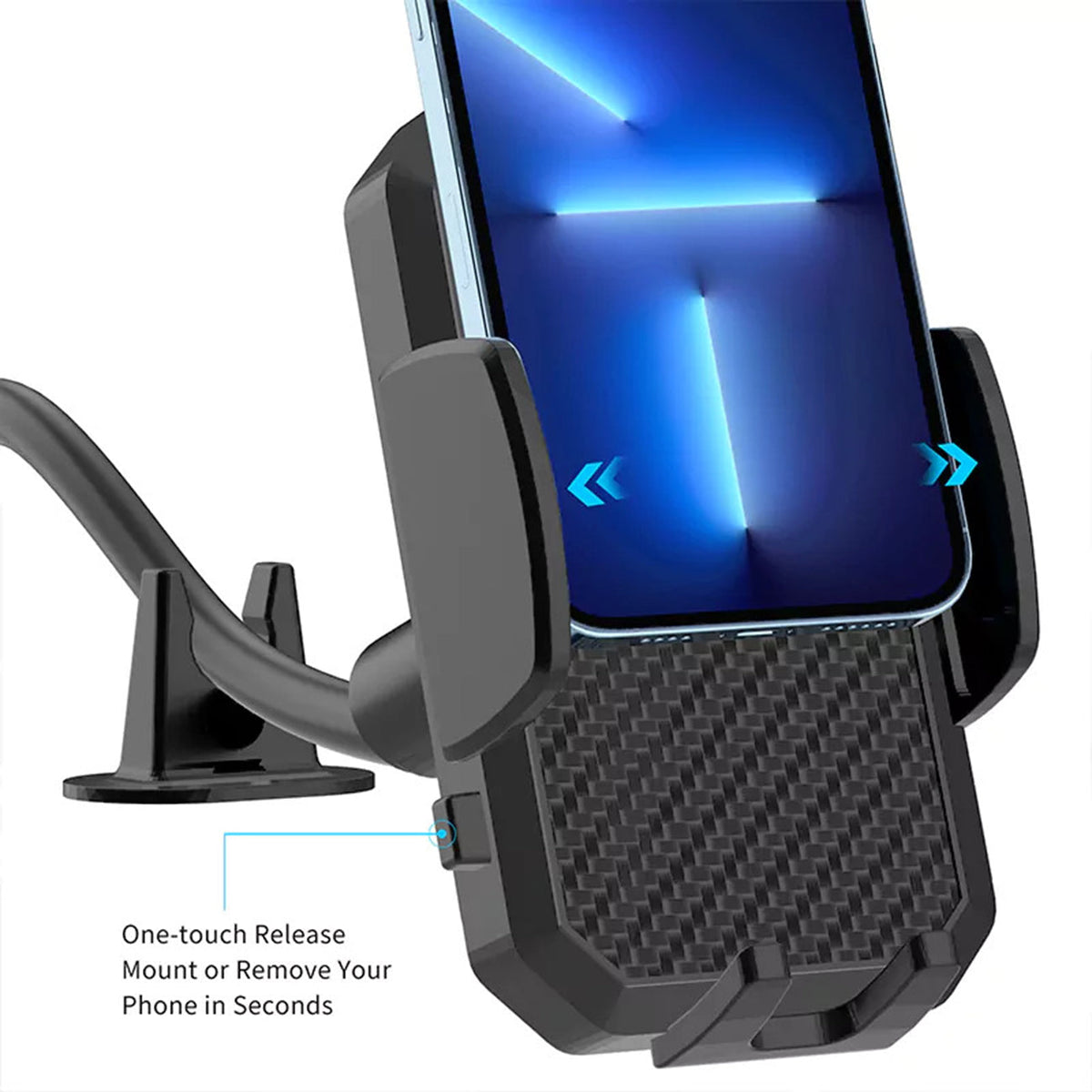 Universal Phone Holder Strong Hold Anti-Shake Flexible Aluminum Alloy Hose Design Windshield SKU:HLD-VDHD012BK