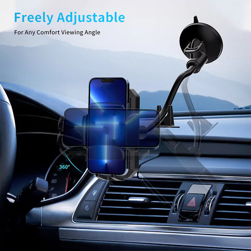 Universal Phone Holder Strong Hold Anti-Shake Flexible Aluminum Alloy Hose Design Windshield SKU:HLD-VDHD012BK