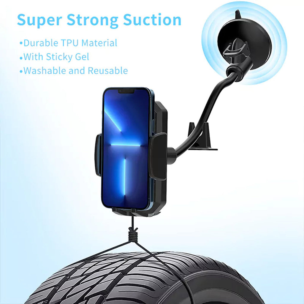 Universal Phone Holder Strong Hold Anti-Shake Flexible Aluminum Alloy Hose Design Windshield SKU:HLD-VDHD012BK