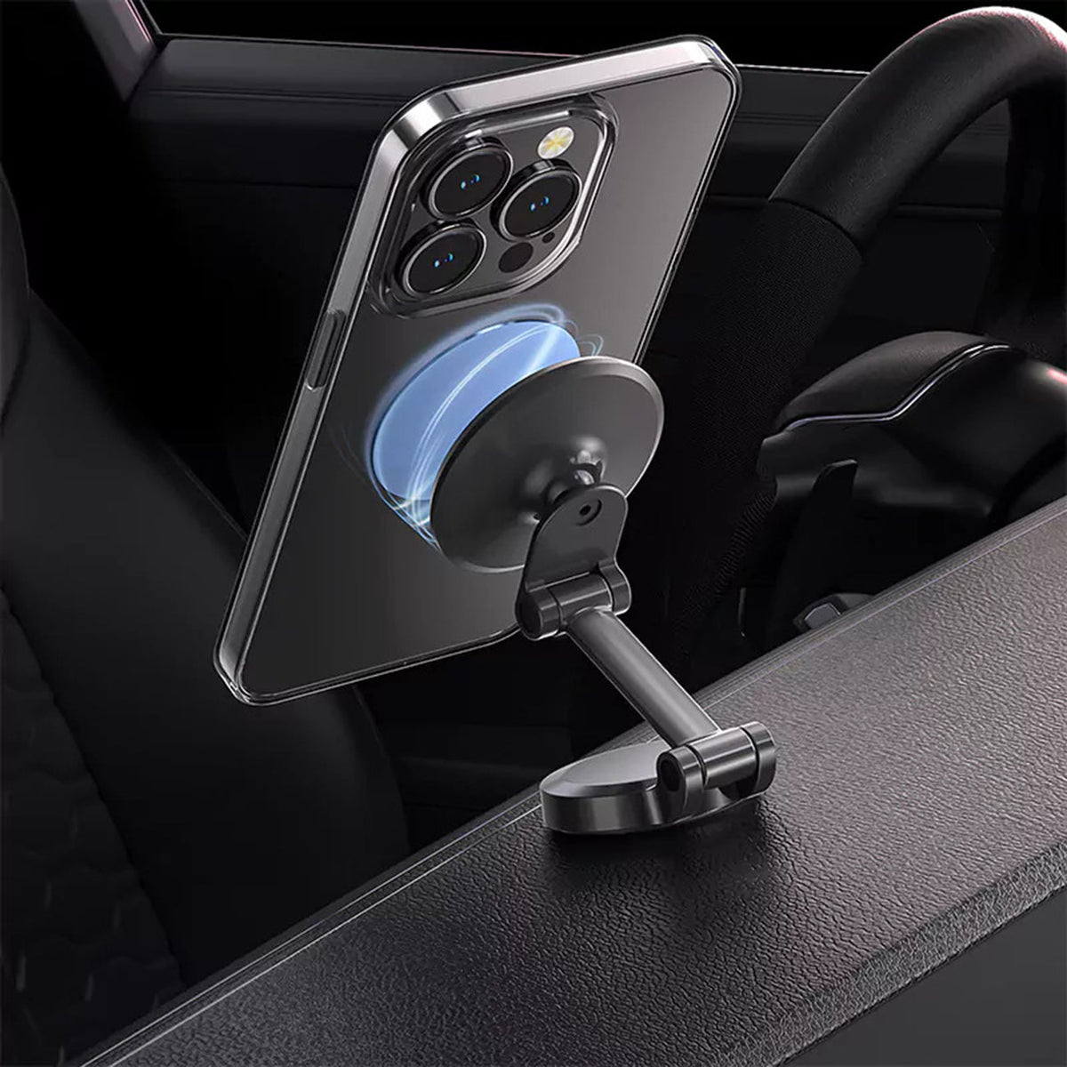 360???? rotating magnetic holder for car with a sticky base SKU: HLD-VDHD040BK