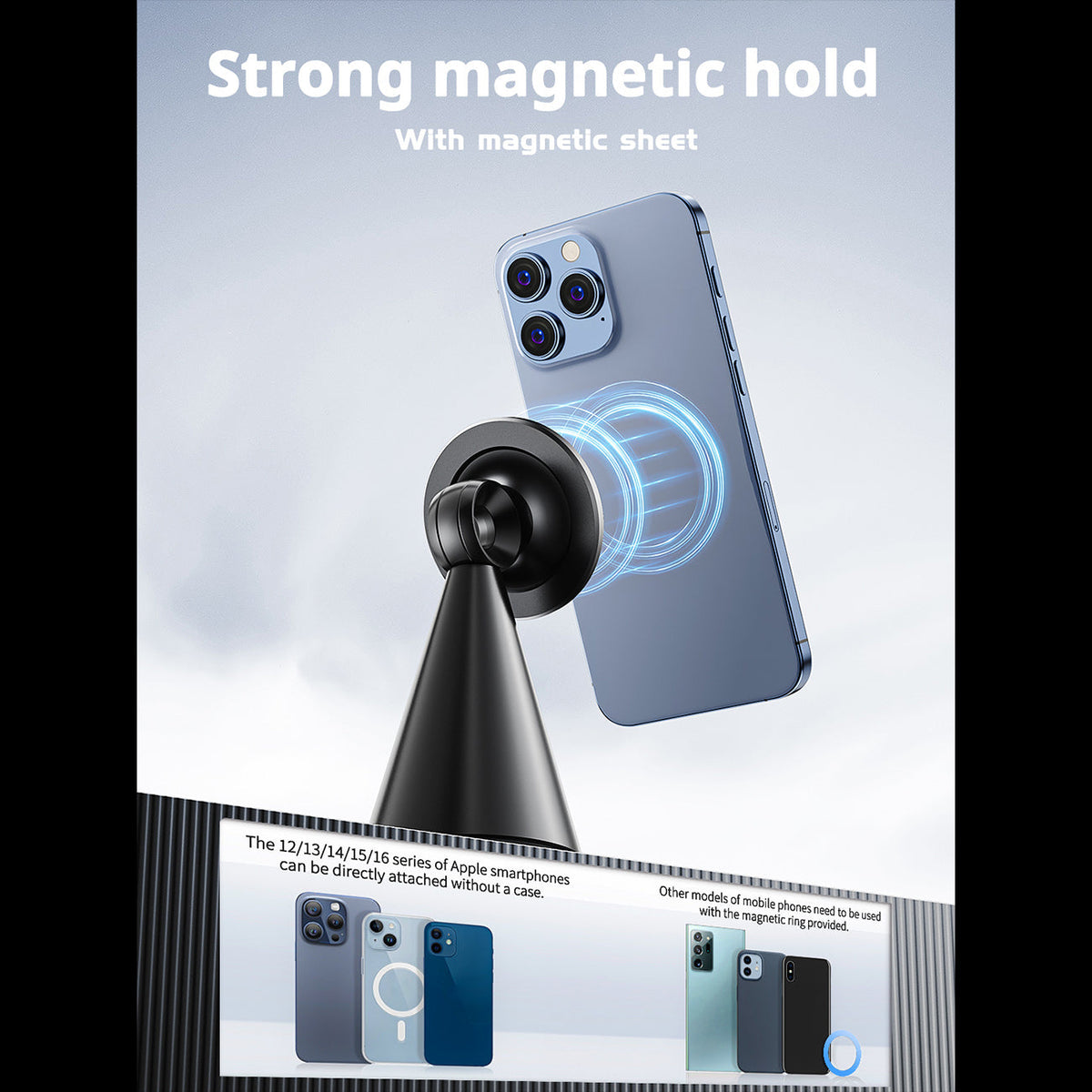 Universal high quality premium Strong magnetic holder 360 degree rotation stable anti-shake drop resistant holder SKU:HLD-VD056BK