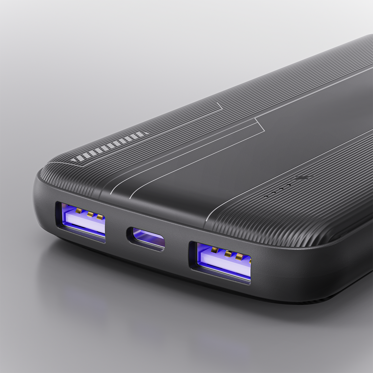 Universal 10000mAh Power Bank Fast Charging Type-C Dual USB Ports Portable Charger in black SKU: PB-VD036BK
