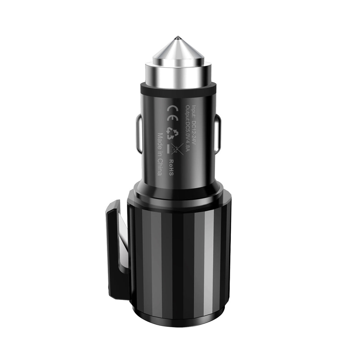 Quick Car Charger, 4.8A Dual USB Fast car charger with Life Guard Charge Technology In Gray SKU#M2RD8-005-CCGY